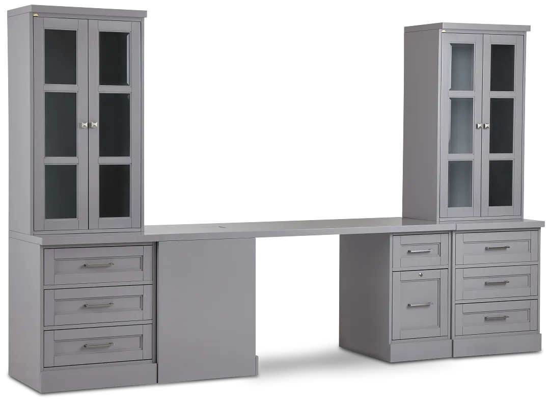 Newport Gray Small Peninsula Drawer Wall Desk