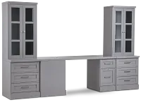 Newport Gray Small Peninsula Drawer Wall Desk