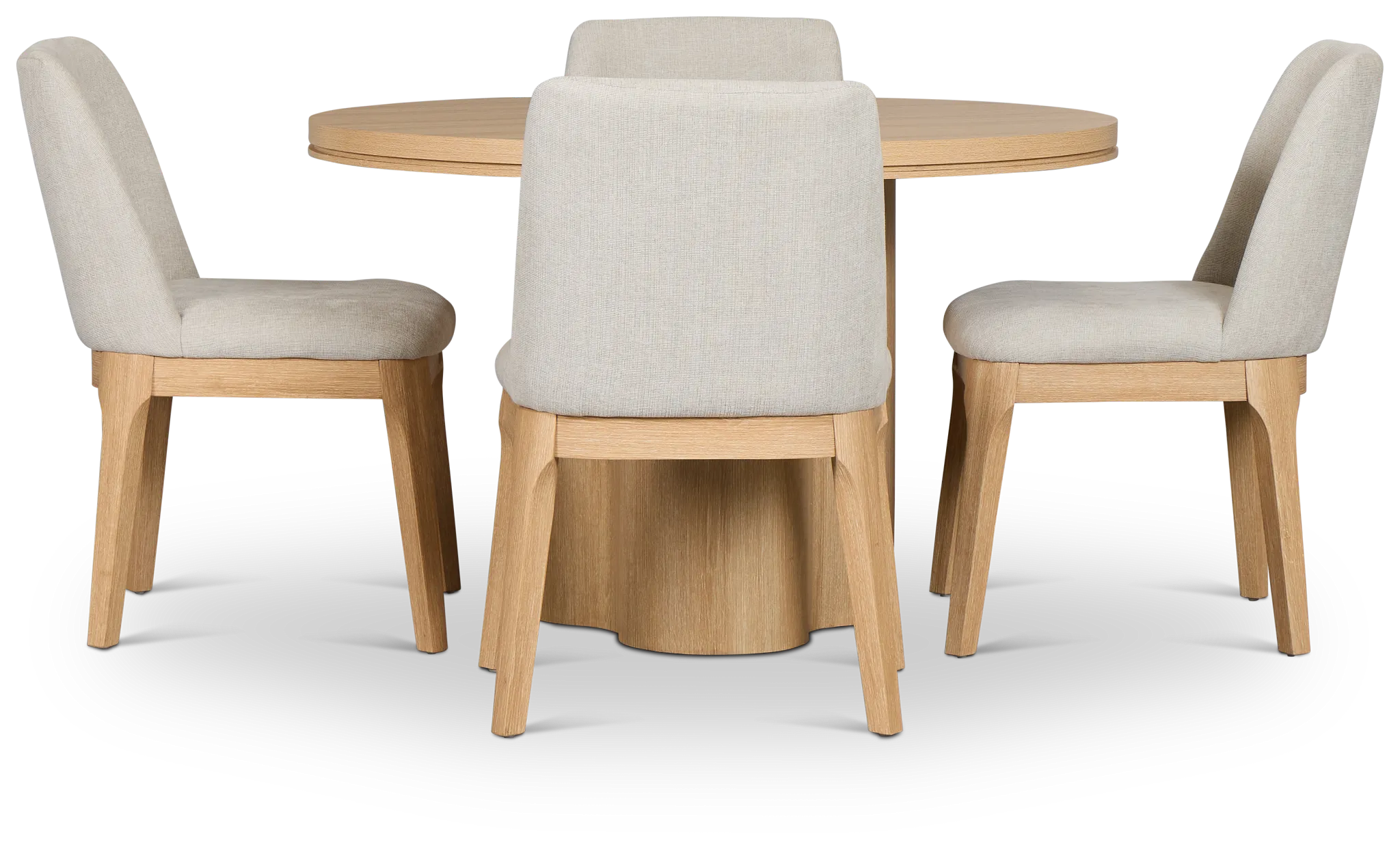Emory Light Tone Round Table & 4 Upholstered Chairs
