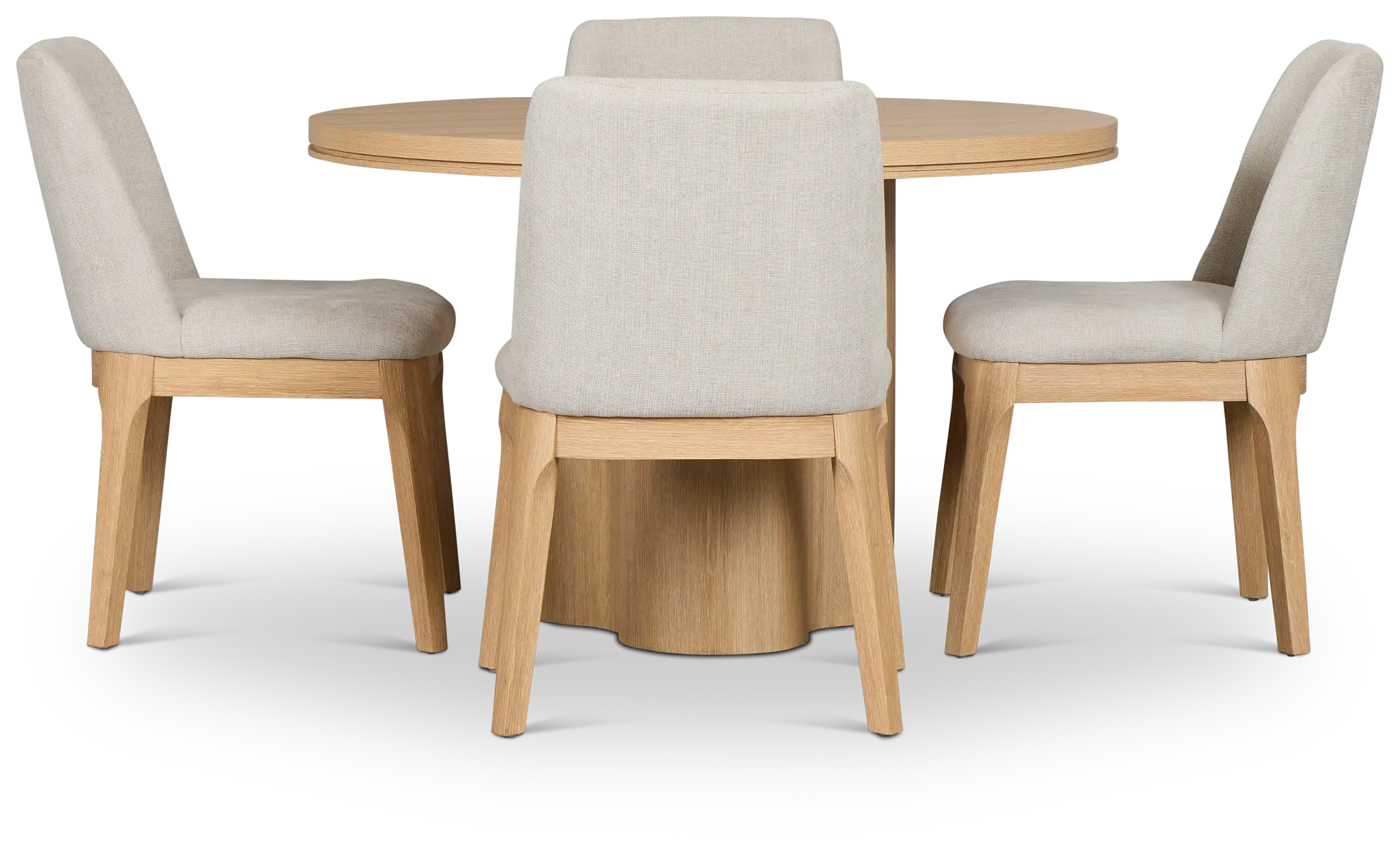 Emory Light Tone Round Table & 4 Upholstered Chairs Emory Light Tone Round Table & 4 Upholstered Chairs