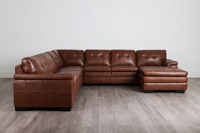 Braden Medium Brown Leather Large Right Chaise Sectional