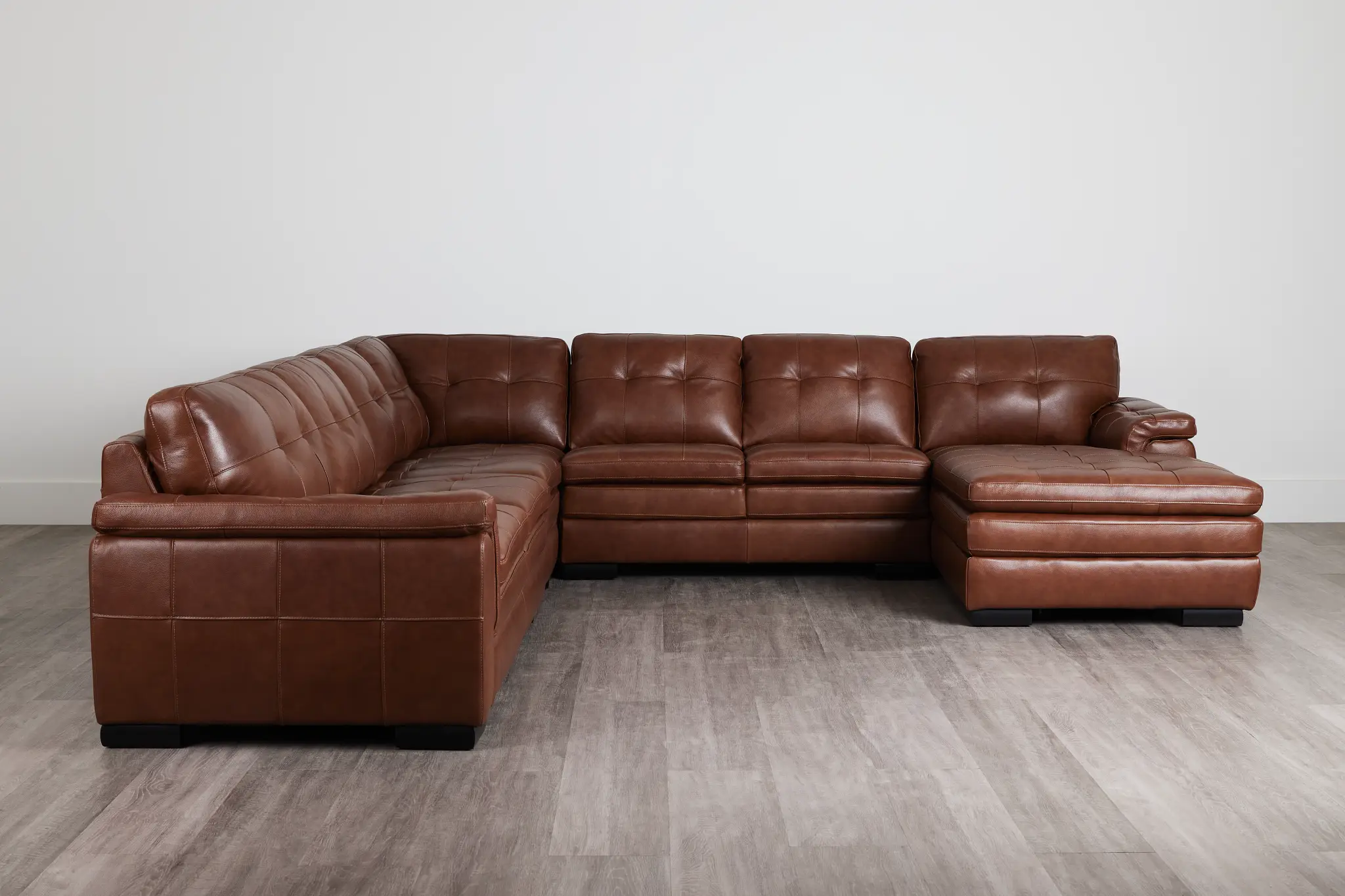 Braden Medium Brown Leather Large Right Chaise Sectional Braden Medium Brown Leather Large Right Chaise Sectional