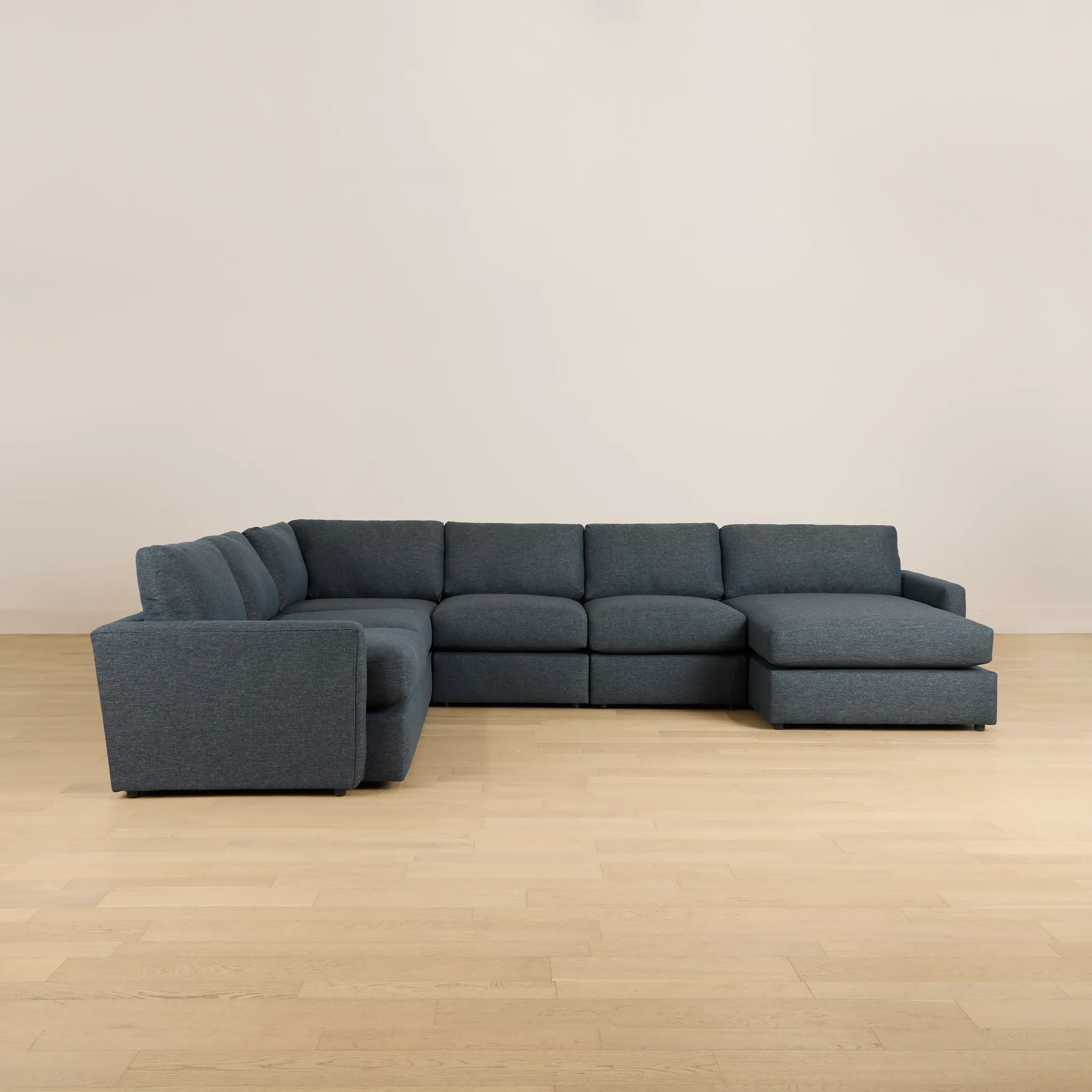 Noah Dark Blue Fabric Large Right Chaise Sectional