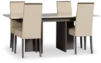 Sienna Two-tone Table & 4 Leather Chairs
