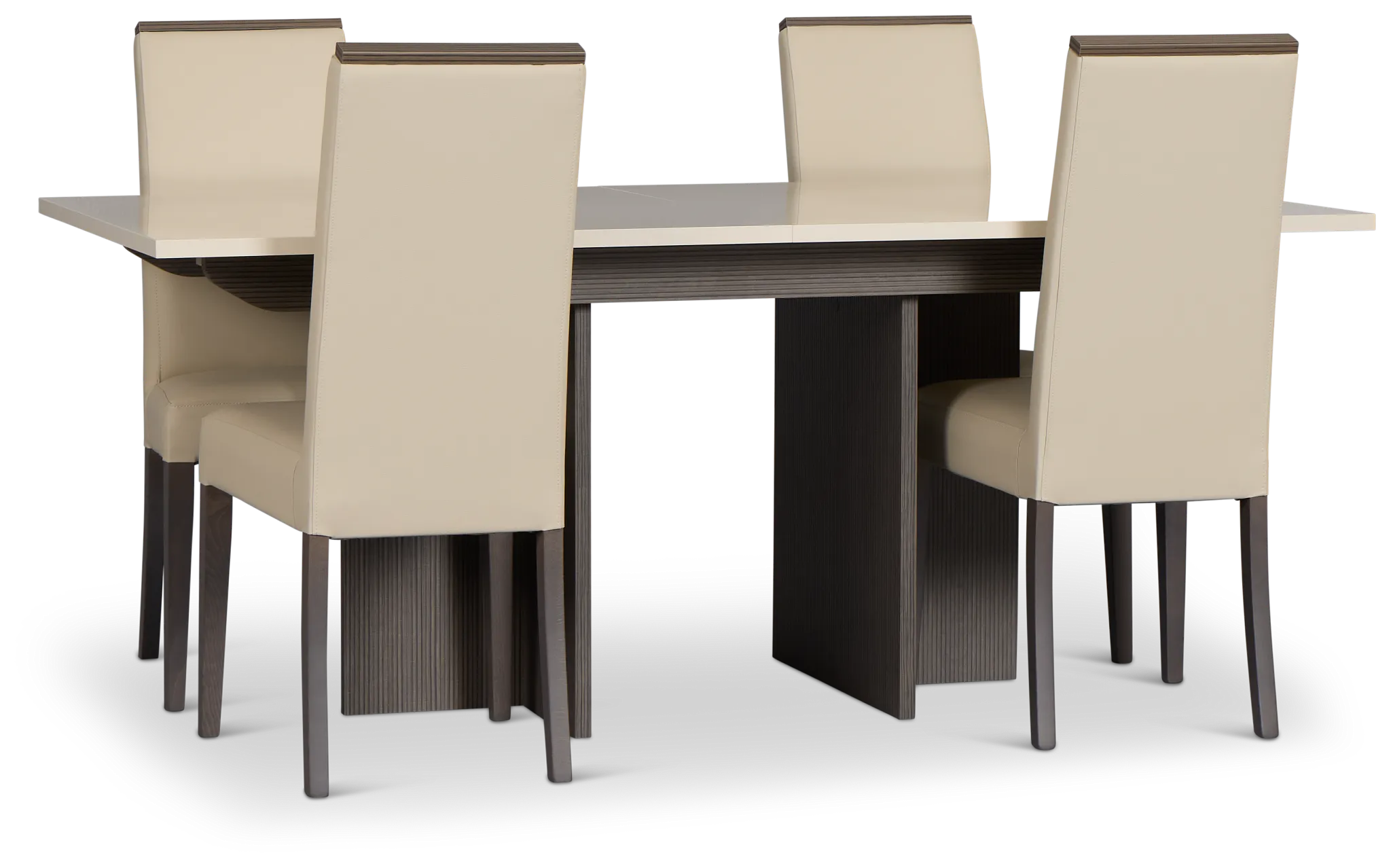 Sienna Two-tone Table & 4 Leather Chairs