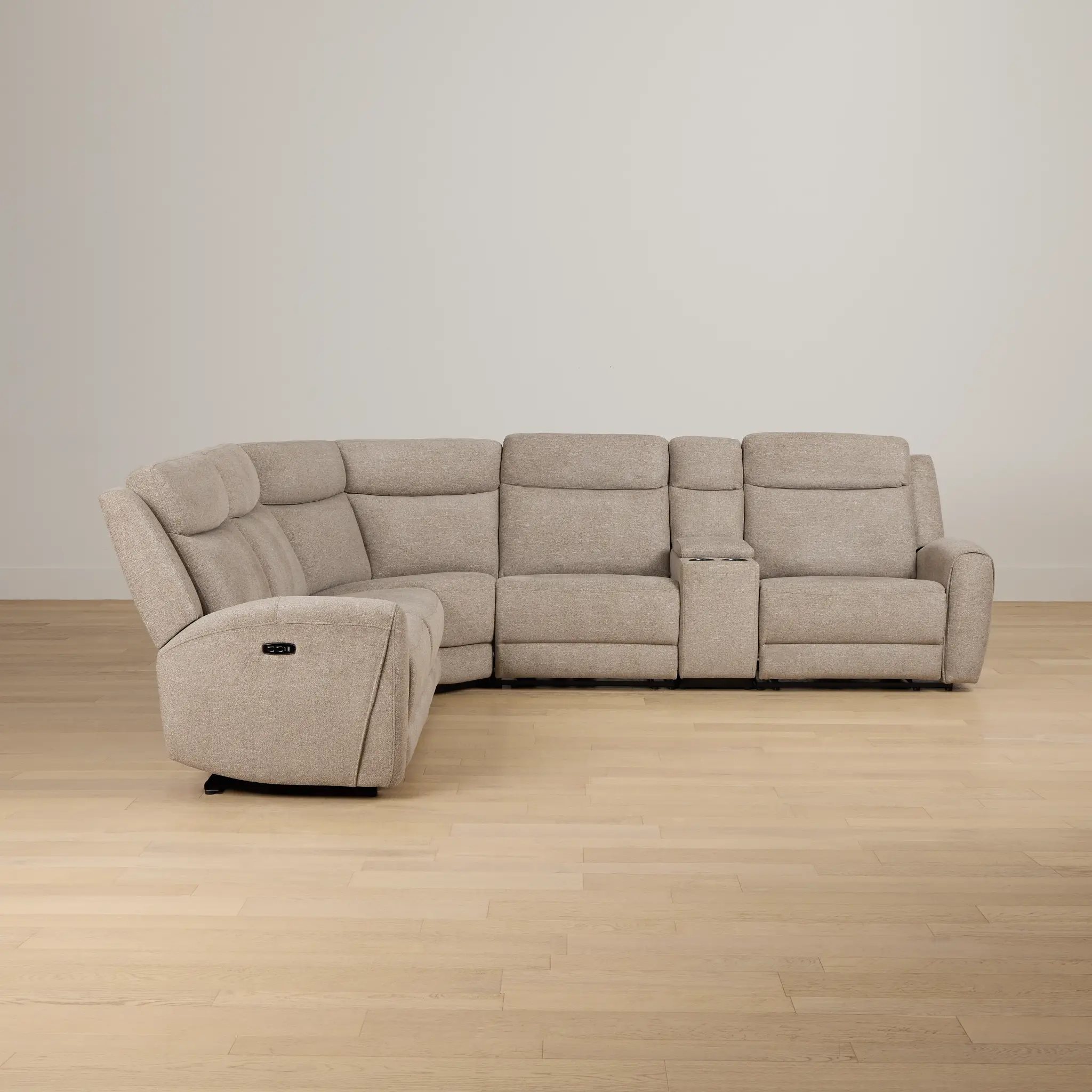 Walker Beige Fabric Medium Triple Power 2-arm Sectional Walker Beige Fabric Medium Triple Power 2-arm Sectional