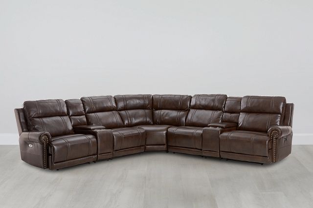 Hunter Dark Brown Micro Large Dual Power Reclining Two-arm Sectional (0)
