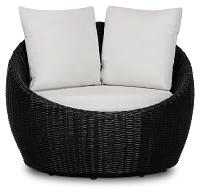 Montecito Black Curved Swivel Chair With Light Beige Cushions