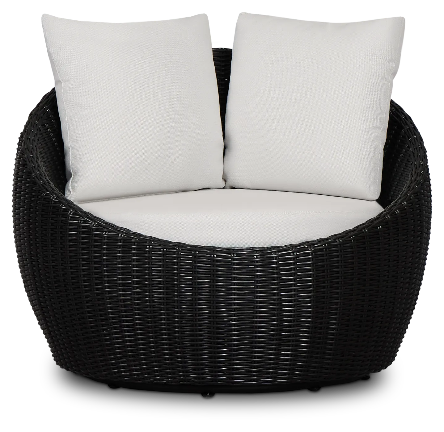 Montecito Black Curved Swivel Chair With Light Beige Cushions