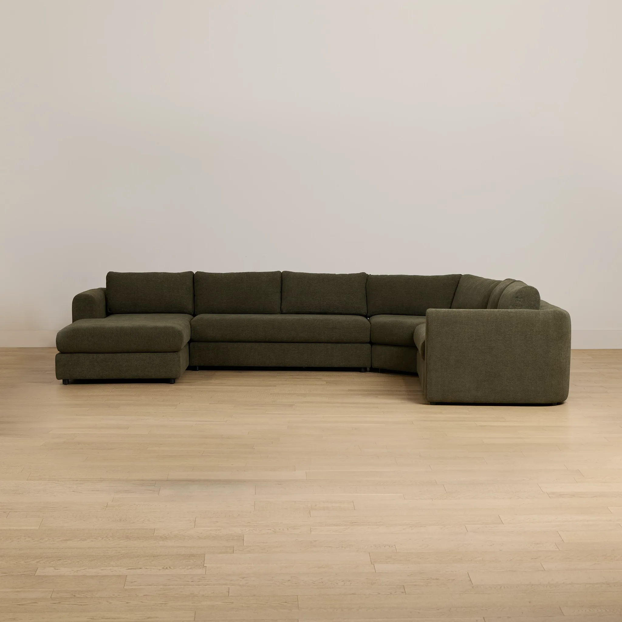 Alma Dark Green Fabric Medium Left Chaise Wedge Sectional