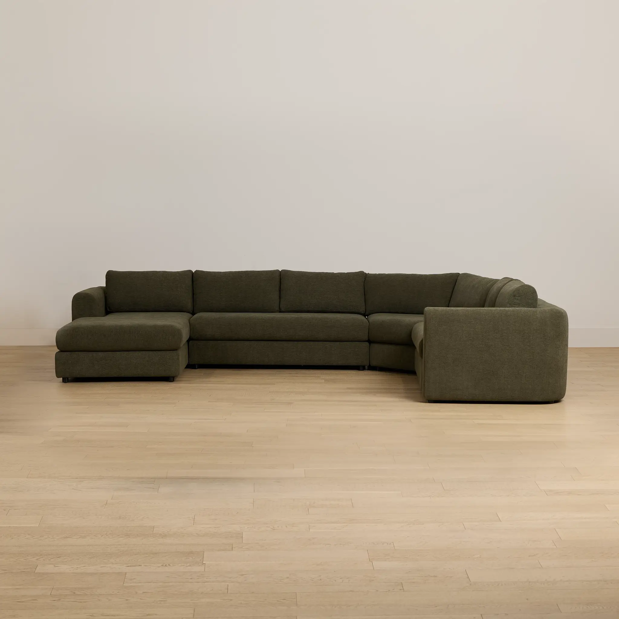 Alma Dark Green Fabric Medium Left Chaise Wedge Sectional Alma Dark Green Fabric Medium Left Chaise Wedge Sectional