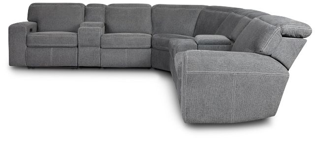 Callum Dark Gray Fabric Large Dual Power Reclining Two-arm Sectional