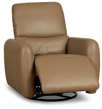Eve Brown Lthr/vinyl Power Swivel Glider Recliner