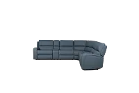 Summit Blue Lthr/vinyl Large Triple Power Reclining Two-arm Sectional