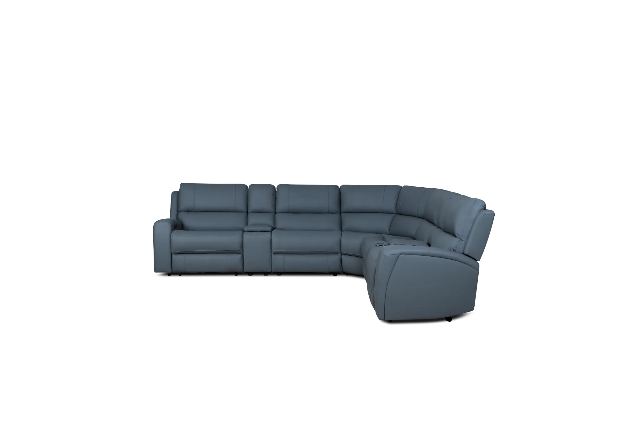 Summit Blue Lthr/vinyl Large Triple Power Reclining Two-arm Sectional