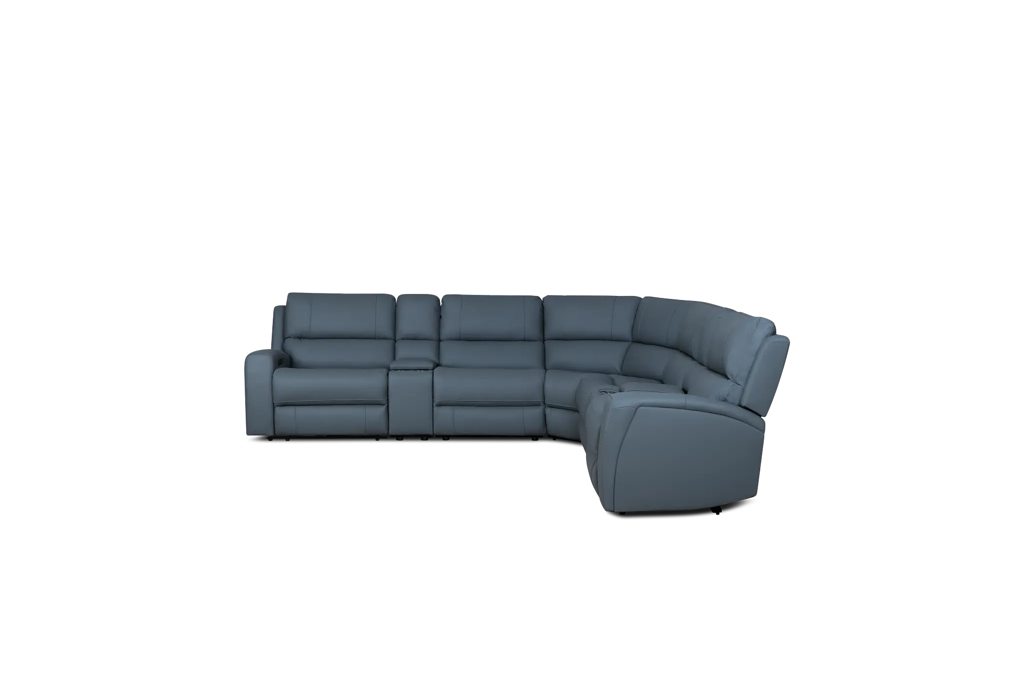 Summit Blue Lthr/vinyl Large Triple Power Reclining Two-arm Sectional Summit Blue Lthr/vinyl Large Triple Power Reclining Two-arm Sectional