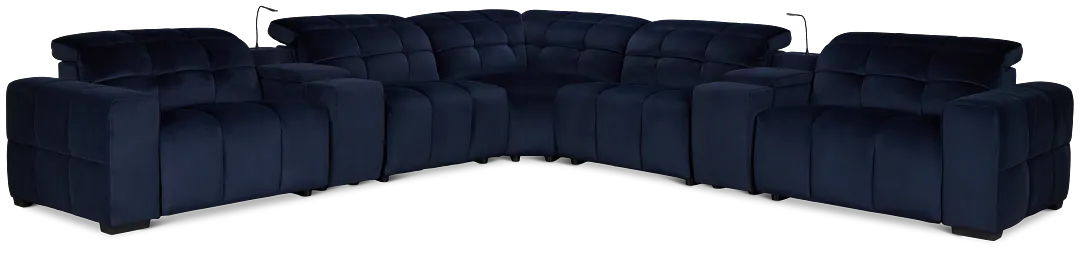 Gemma Navy Velvet Large Two-arm Power Reclining Sectional