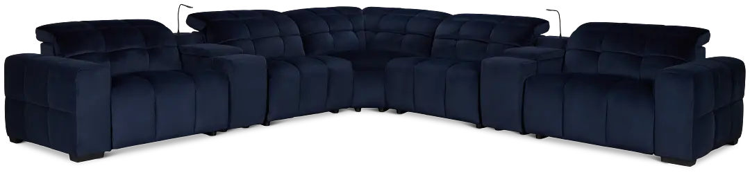 Gemma Navy Velvet Large Two-arm Power Reclining Sectional Gemma Navy Velvet Large Two-arm Power Reclining Sectional