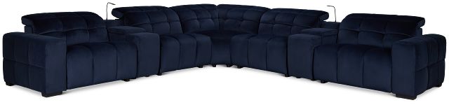 Gemma Navy Velvet Large Two-arm Power Reclining Sectional