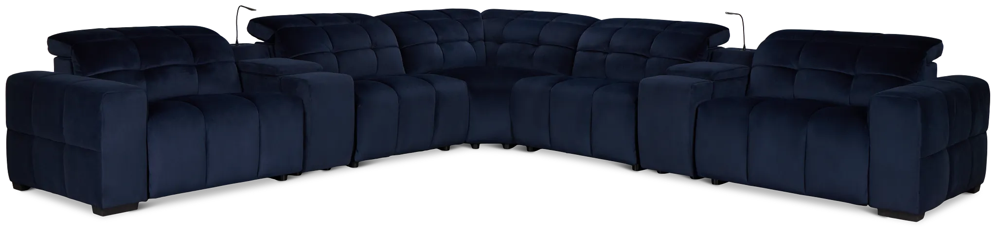 Gemma Navy Velvet Large Two-arm Power Reclining Sectional