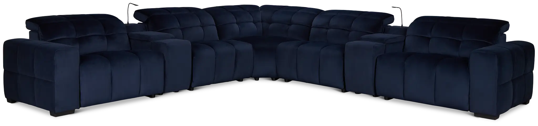 Gemma Navy Velvet Large Two-arm Power Reclining Sectional Gemma Navy Velvet Large Two-arm Power Reclining Sectional