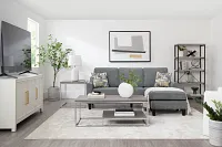 Cory Blue Fabric Chaise Sectional