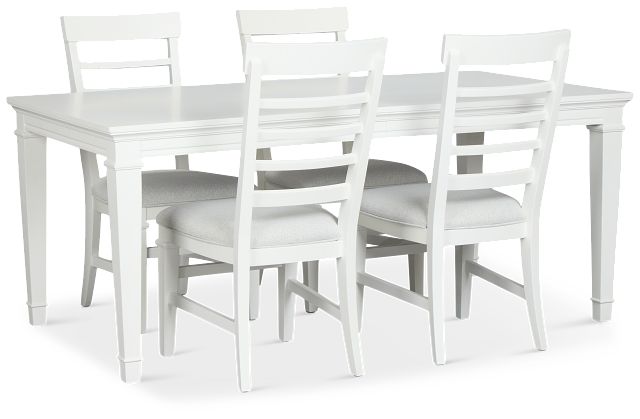 Cape Cod Ivory Rect Table & 4 Upholstered Chairs