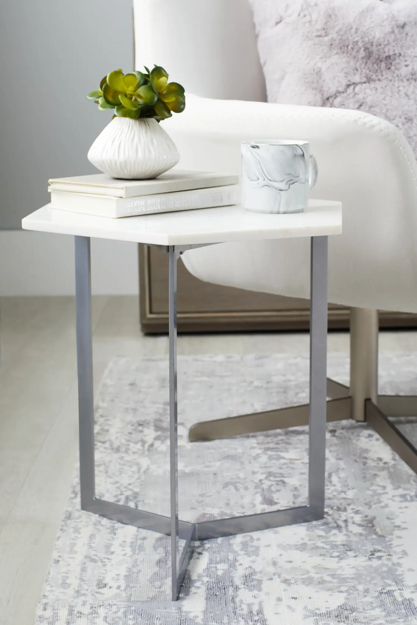 Mandie Silver Marble Accent Table Mandie Silver Marble Accent Table