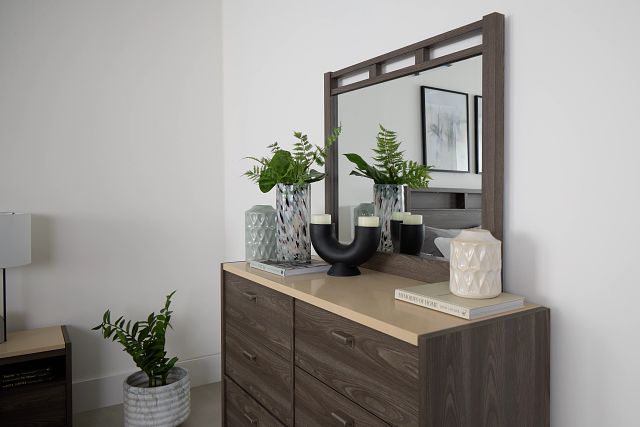 Warren Two-tone Stone Dresser & Mirror