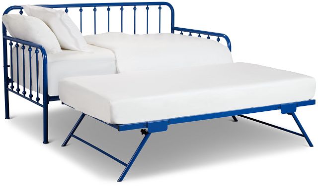 Rory Blue Metal Trundle Daybed