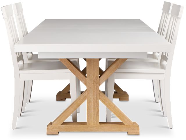 Nantucket Two-tone White Trestle Table & 4 White Chairs