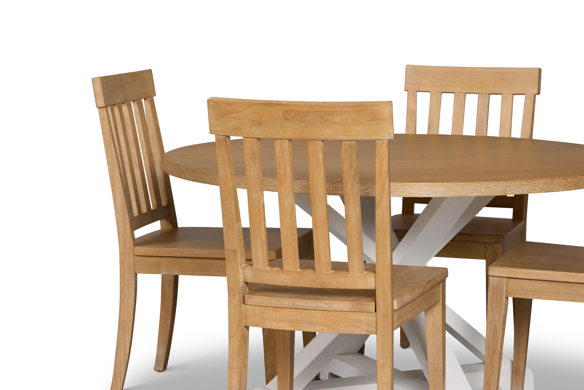 Nantucket Two-tone Pine Round Table & 4 Light Tone Chairs Nantucket Two-tone Pine Round Table & 4 Light Tone Chairs