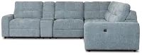 Hendrix Light Blue Fabric Large Dual Power 2 Arm Extension Chaise Sectional