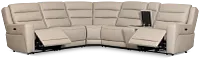 Wilder Taupe Leather Medium Dual Power 2-arm Reclining Sectional