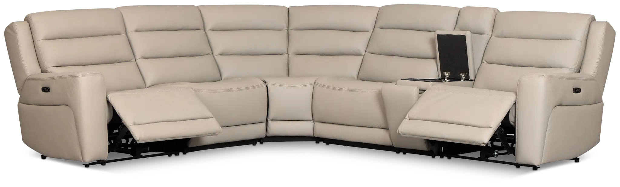 Wilder Taupe Leather Medium Dual Power 2-arm Reclining Sectional Wilder Taupe Leather Medium Dual Power 2-arm Reclining Sectional