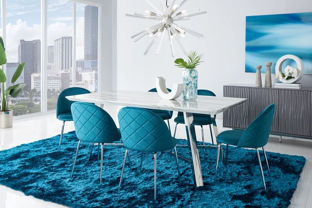 Capri Dark Teal Upholstered Side Chair, Deep Teal Dining Chairs