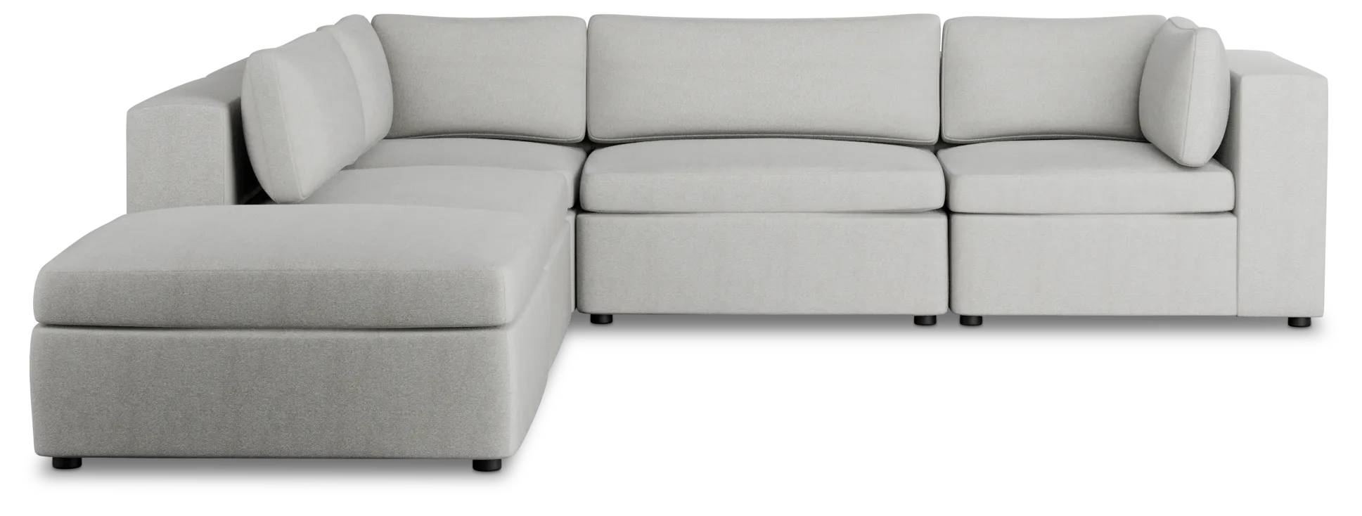 Destin Sutton Gray Fabric 5pc Bumper Sectional