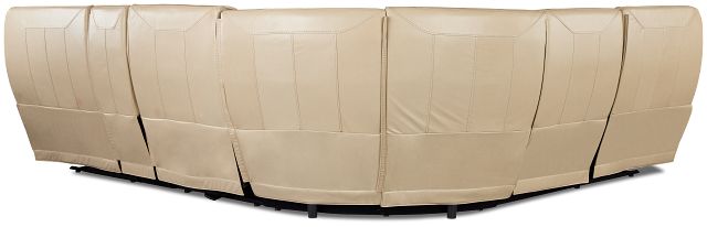 Casey Light Beige Lthr/vinyl Medium Triple Power 2-arm Sectional