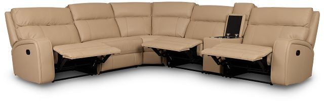 Rhett Taupe Micro Small Triple Manually Reclining Two-arm Sectional