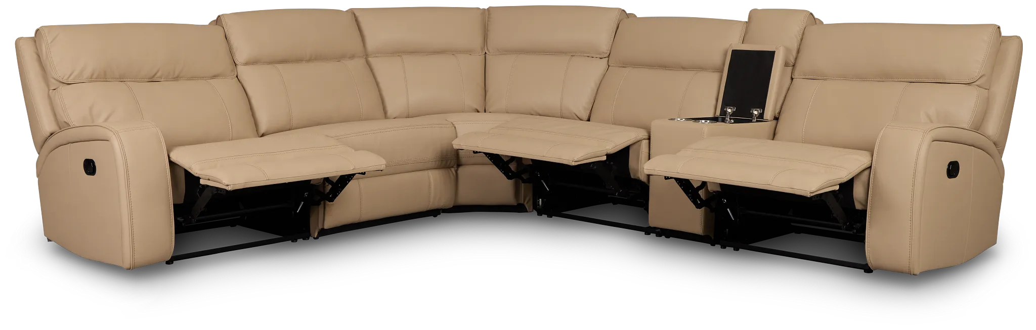 Rhett Taupe Micro Small Triple Manually Reclining Two-arm Sectional