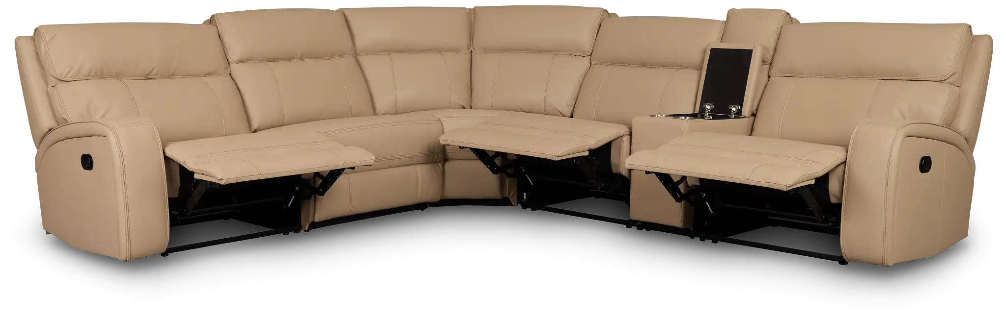 Rhett Taupe Micro Small Triple Manually Reclining Two-arm Sectional Rhett Taupe Micro Small Triple Manually Reclining Two-arm Sectional
