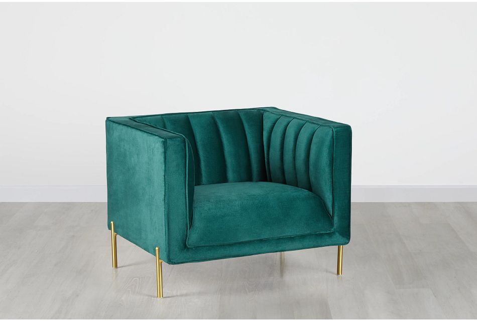 Bella Dark Green Velvet Chair Living Room Chairs City Furniture
