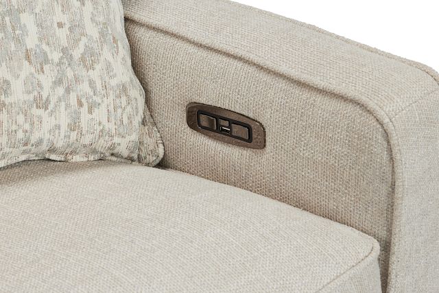 Bayside Light Beige Fabric Power Reclining Sofa