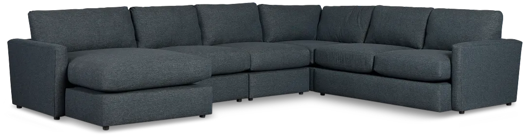 Noah Dark Blue Fabric Large Left Chaise Sectional