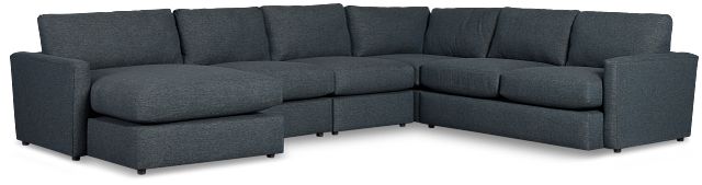 Noah Dark Blue Fabric Large Left Chaise Sectional