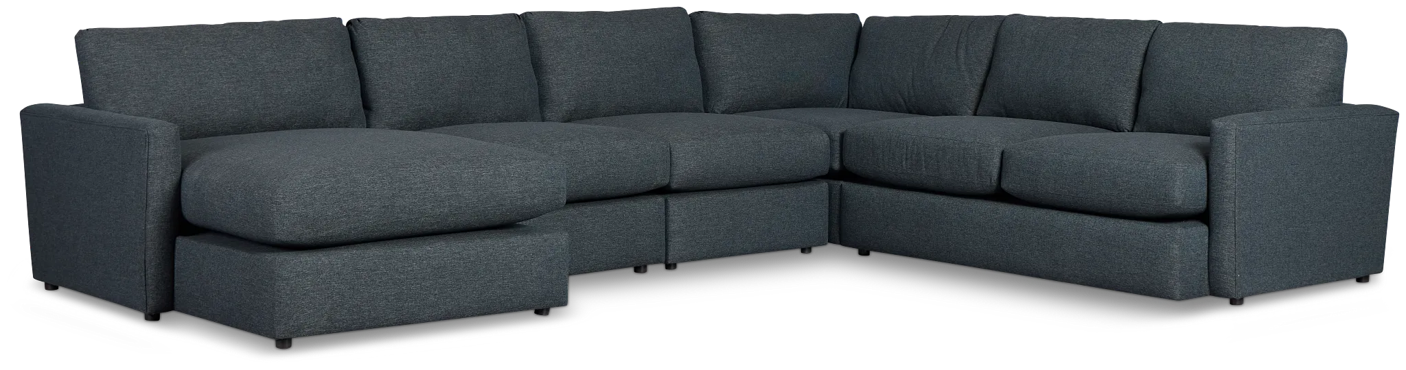 Noah Dark Blue Fabric Large Left Chaise Sectional