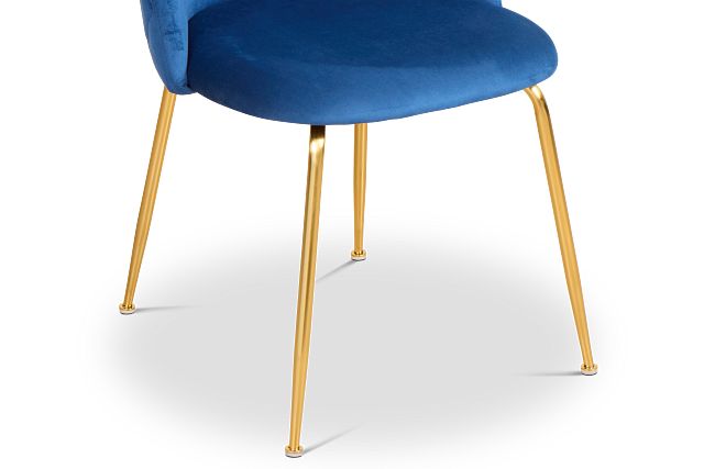 Capri Dark Blue Velvet Upholstered Side Chair W/ Gold Legs