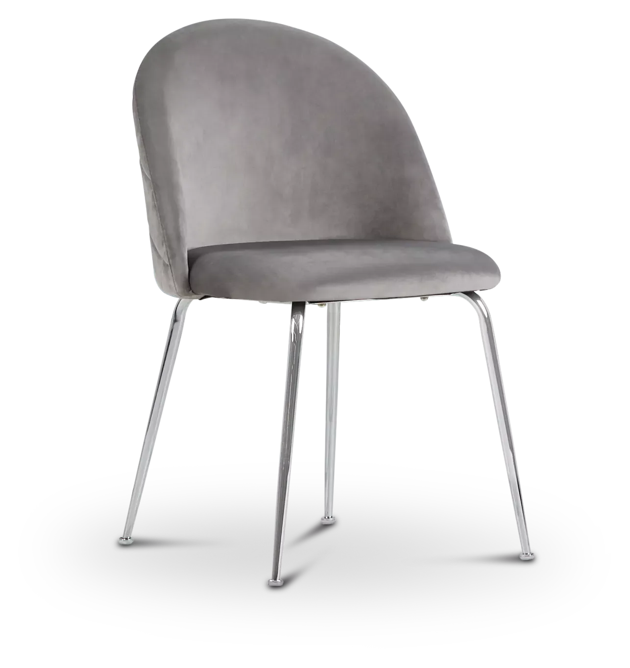 Capri Gray Velvet Upholstered Side Chair W/ Chrome Legs