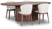Nomad Mid Tone 94" Oval Table & 4 Light Beige Chairs W/ Mid-tone Legs