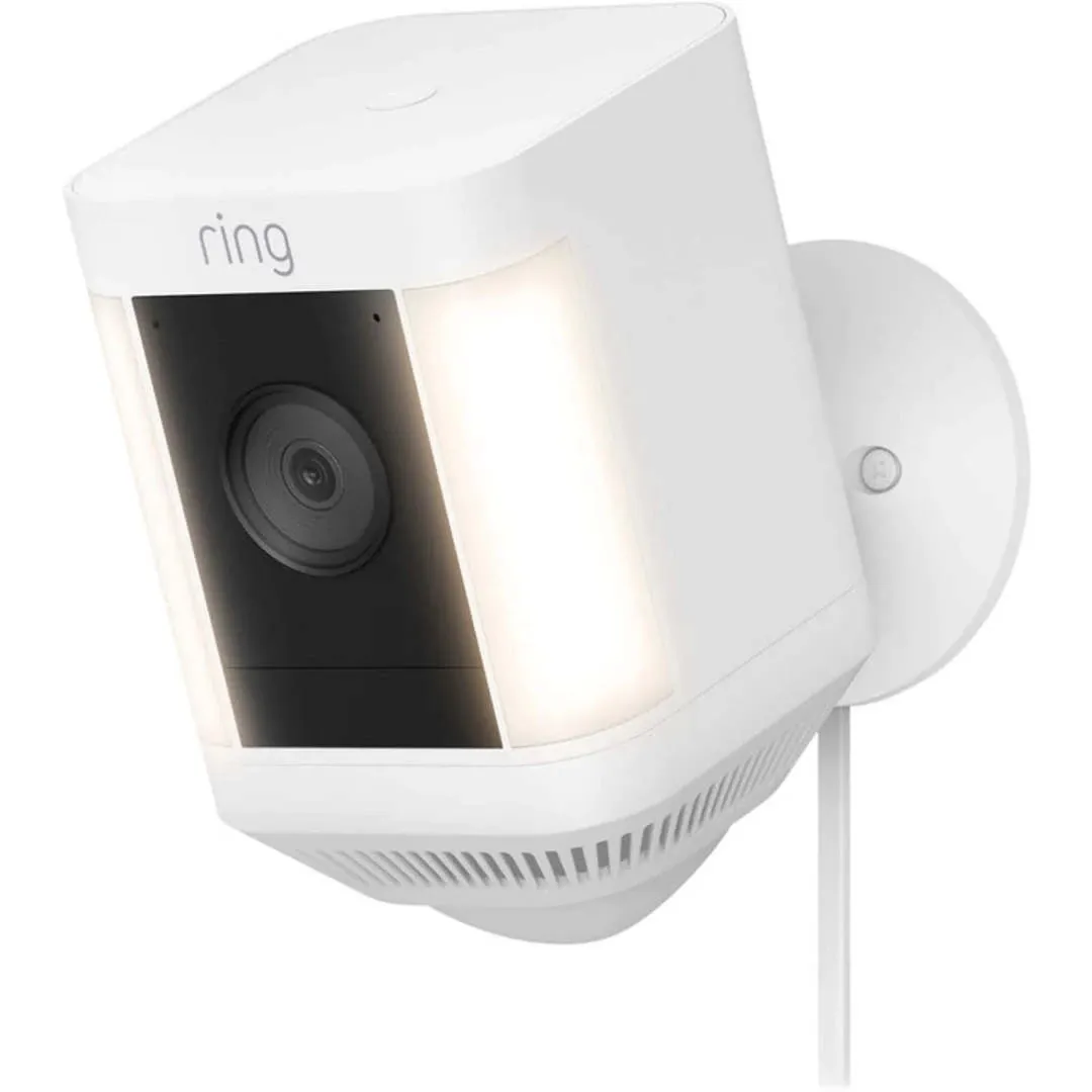 Ring Spotlight Cam Plus Plug In White Outdoor Security Cameras